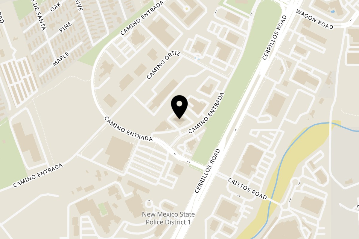 Map showing the location of Piazza Caffè on 2574 Camino Entrada in Santa Fe